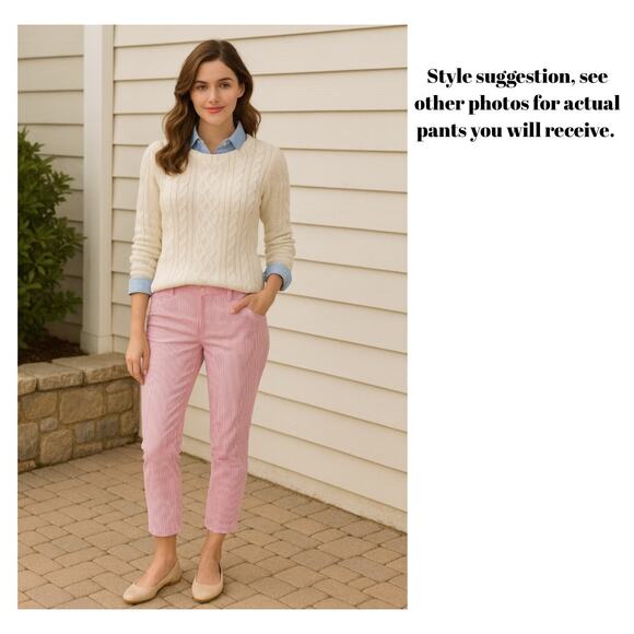 Coastal Preppy Nautical Resort Wear Summer Chic Cropped Pants XL Striped Classic - Picture 5 of 5